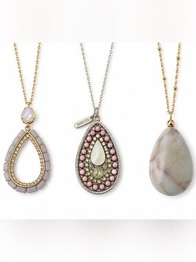 Bundle of 3 Teardrop Pendant Necklaces